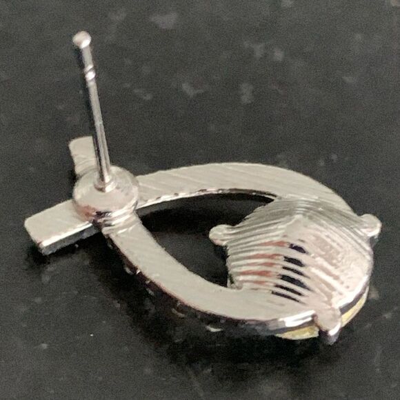 Mermaid Fishtail Earrings, Cubic Zirconia Mermaidcore Criss Cross Silver Tone - Picture 4 of 11